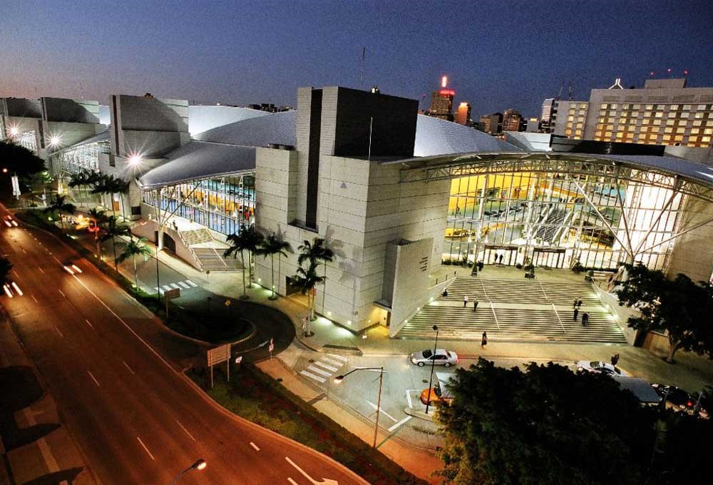 A night photo of a busy modern city