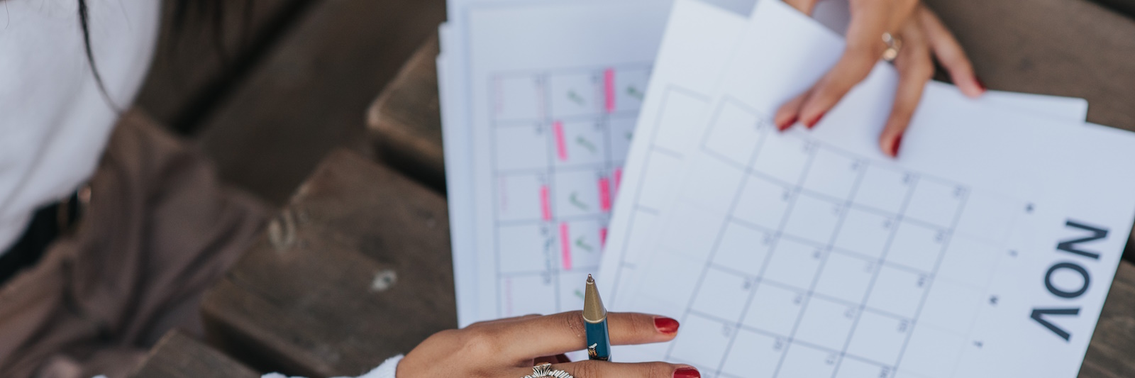 A lady managing a schedule