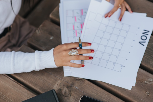 A lady managing a schedule