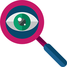Drawing of magnifying glass and an eye
